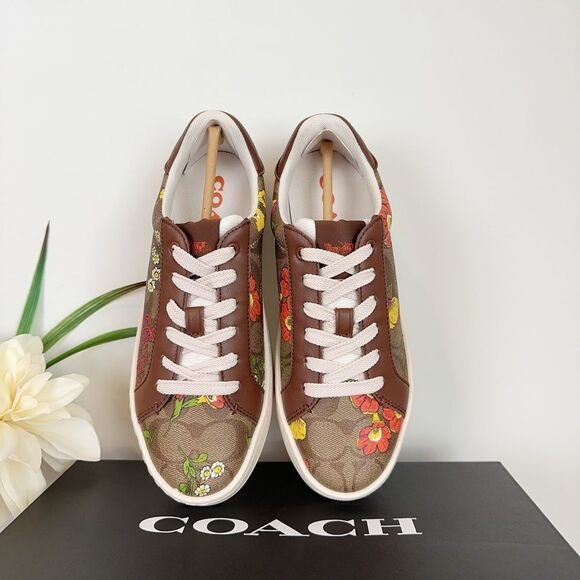 NWT Coach Clip Low Top Sneaker In Signature Canvas With Floral Print size US6 - Picture 6 of 12